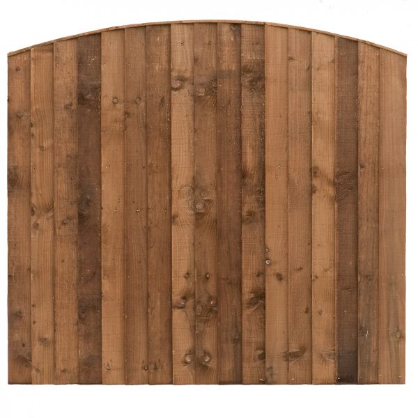 Pressure Treated (Brown) Double Sided Close Board Arched Fencing Panel