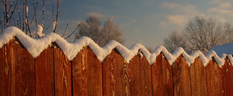 christmas snowy garden fence