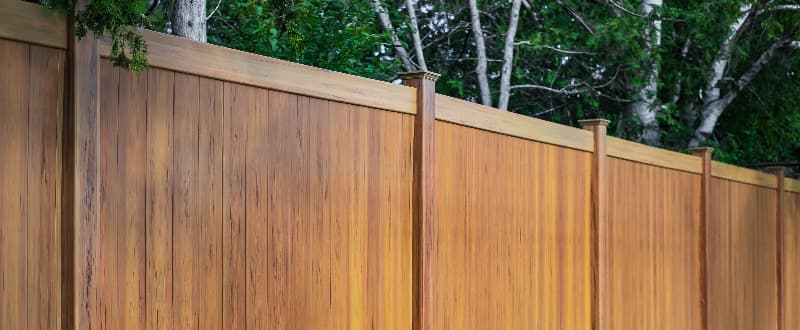 composite fencing next to autumnal trees